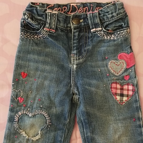 GAP Bottoms Gap Baby Girl Distressed Heart Patch Bootleg Jeans